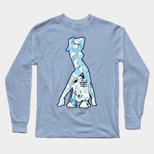 Sexy Blue girl with robot Long Sleeve T-Shirt